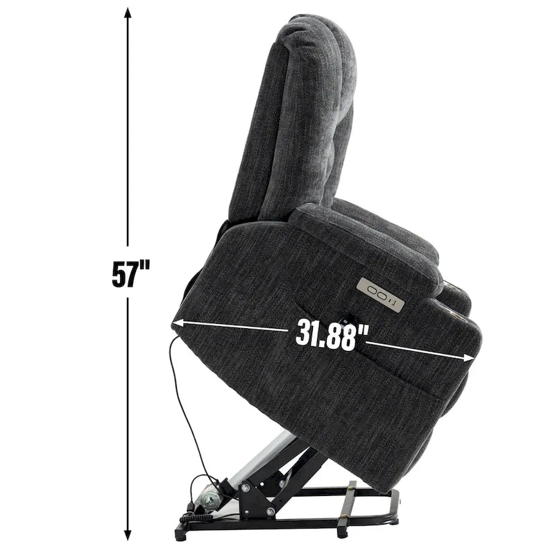 Large Power Lift Recliner Chair with Massage and Heat for Elderly, Wide Recliners, with USB and Type C Ports,2 Cup Holders