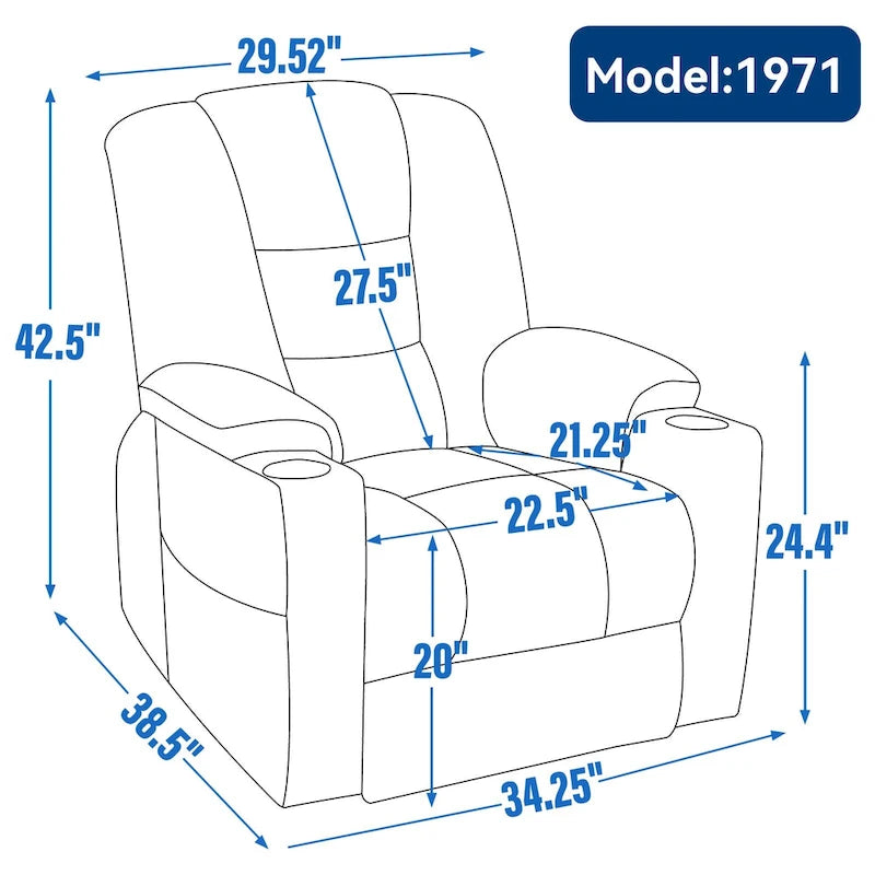 Large Power Lift Recliner Chair with Massage and Heat for Elderly, Wide Recliners, with USB and Type C Ports,2 Cup Holders