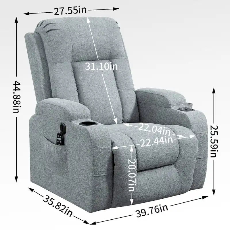 Large Power Lift Recliner Chair with Massage and Heat for Elderly, Wide Recliners, with USB and Type C Ports,2 Cup Holders