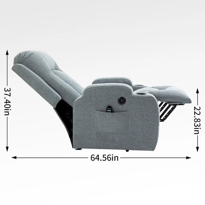 Large Power Lift Recliner Chair with Massage and Heat for Elderly, Wide Recliners, with USB and Type C Ports,2 Cup Holders