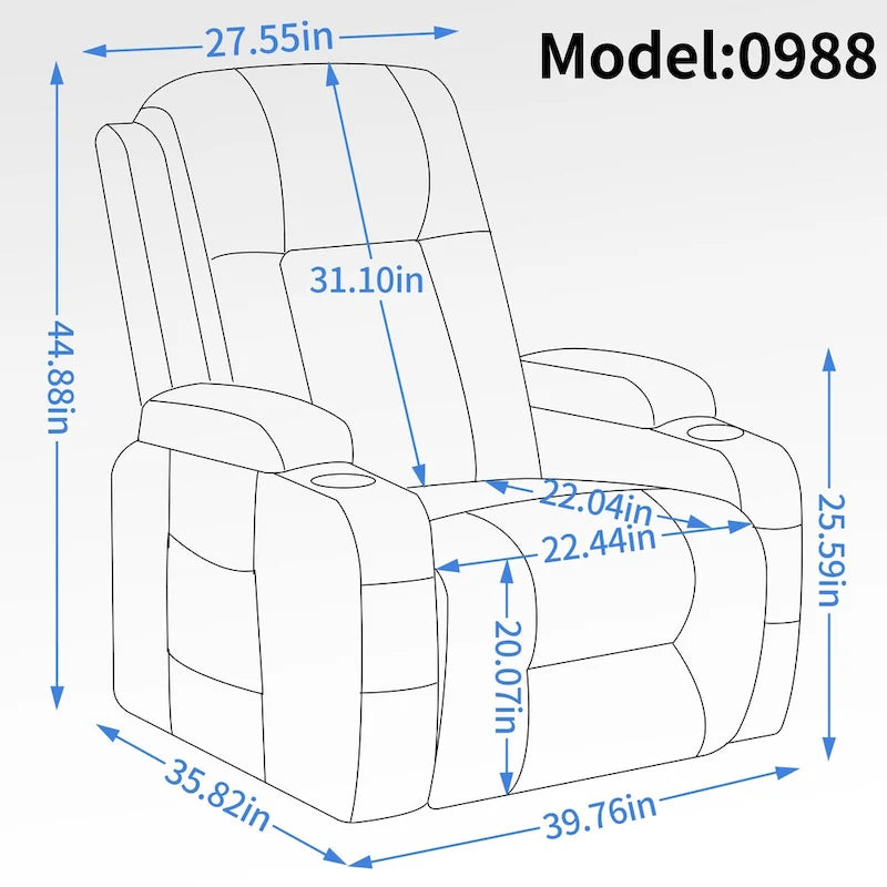 Large Power Lift Recliner Chair with Massage and Heat for Elderly, Wide Recliners, with USB and Type C Ports,2 Cup Holders