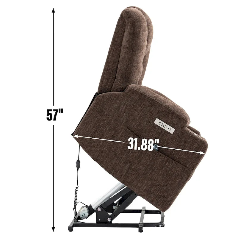 Large Power Lift Recliner Chair with Massage and Heat for Elderly, Wide Recliners, with USB and Type C Ports,2 Cup Holders