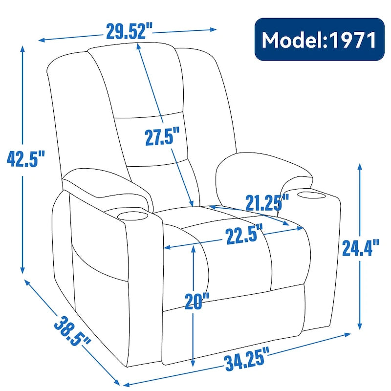 Large Power Lift Recliner Chair with Massage and Heat for Elderly, Wide Recliners, with USB and Type C Ports,2 Cup Holders