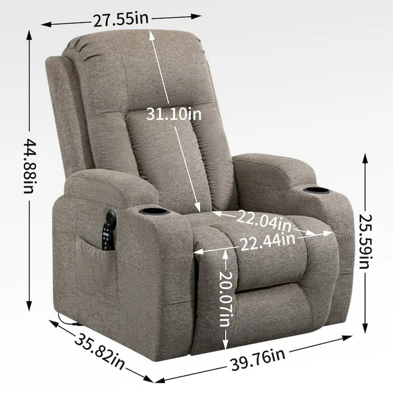 Large Power Lift Recliner Chair with Massage and Heat for Elderly, Wide Recliners, with USB and Type C Ports,2 Cup Holders