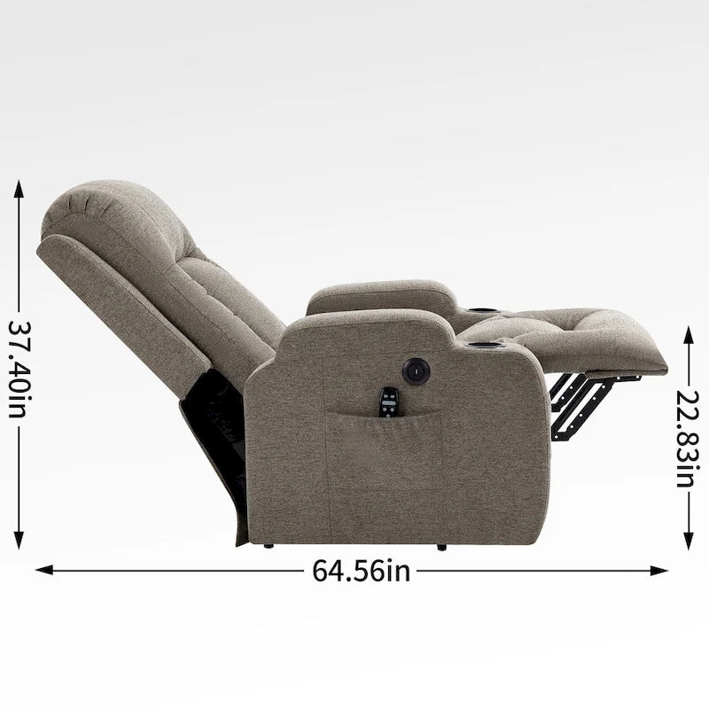 Large Power Lift Recliner Chair with Massage and Heat for Elderly, Wide Recliners, with USB and Type C Ports,2 Cup Holders