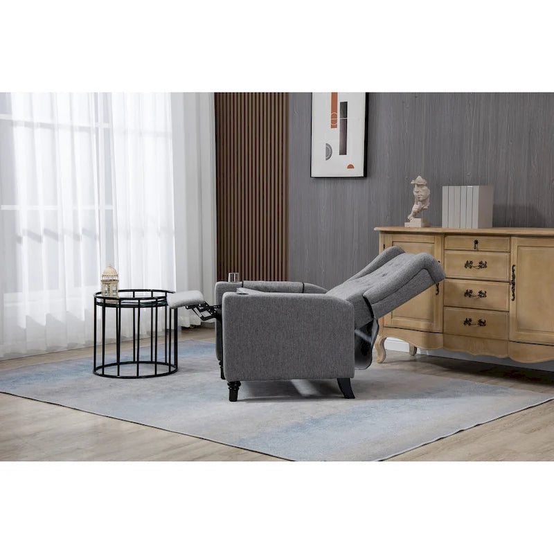 Arm Pushing Recliner Chair,Button Tufted Wingback Recliner Chair,Fabric Pushback Manual Single Sofa Home Theater Seating
