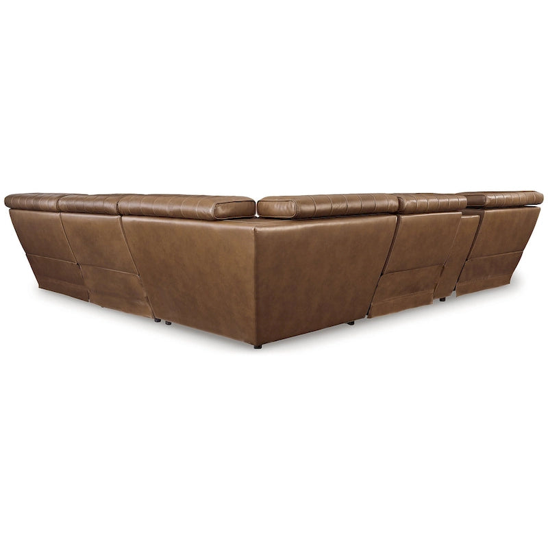 Medium Brown 6-Piece Power Reclining Sectional - 124W x 110D x 34H