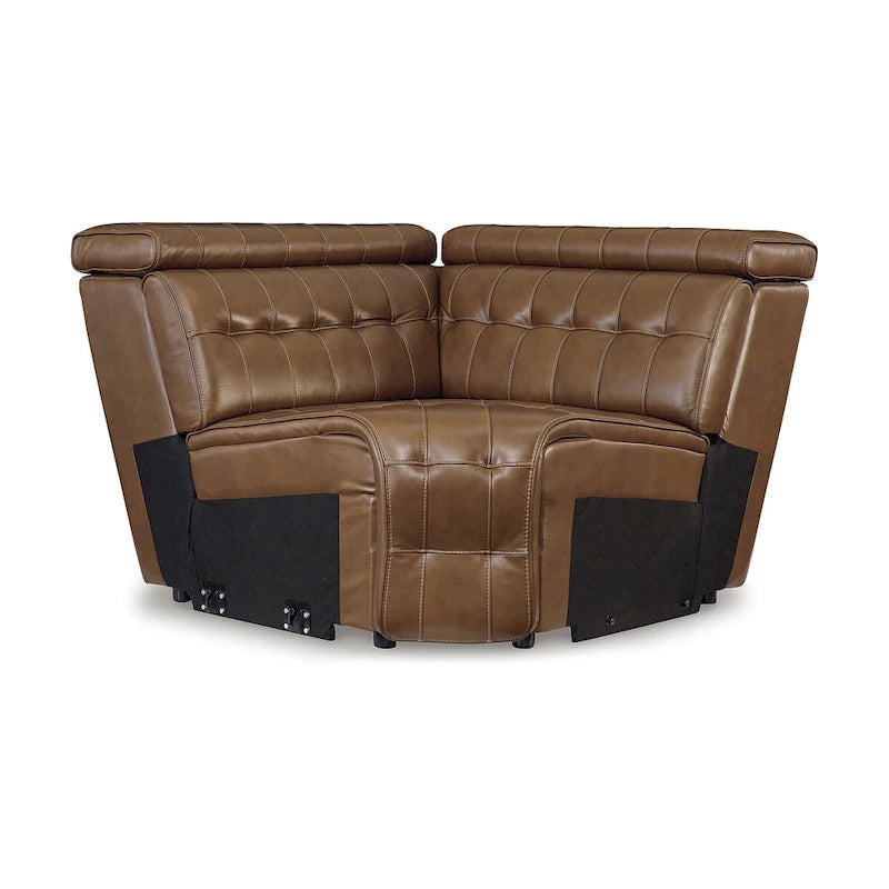 Medium Brown 6-Piece Power Reclining Sectional - 124W x 110D x 34H