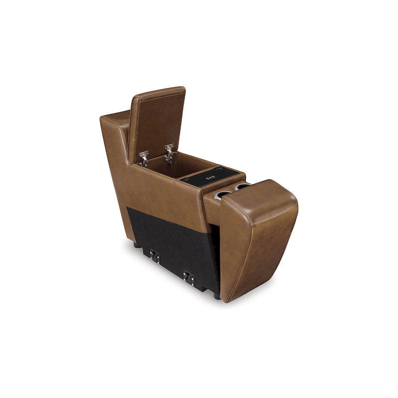 Medium Brown 6-Piece Power Reclining Sectional - 124W x 110D x 34H
