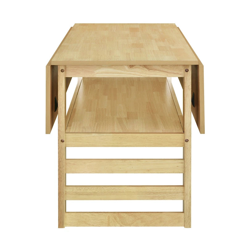 Wood Dining Table Set for 4, Extendable Square Kitchen Table Set with Two Drop Leaves, Storage Shelf and 4 Upholstered Chairs