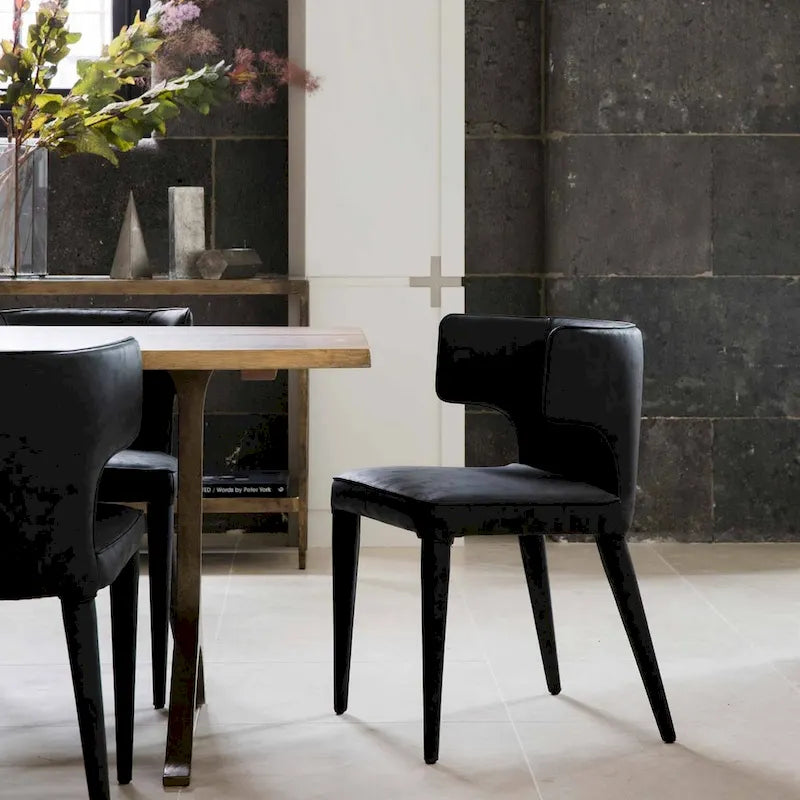 Extended Wingback Modern Leather Dining Chair
