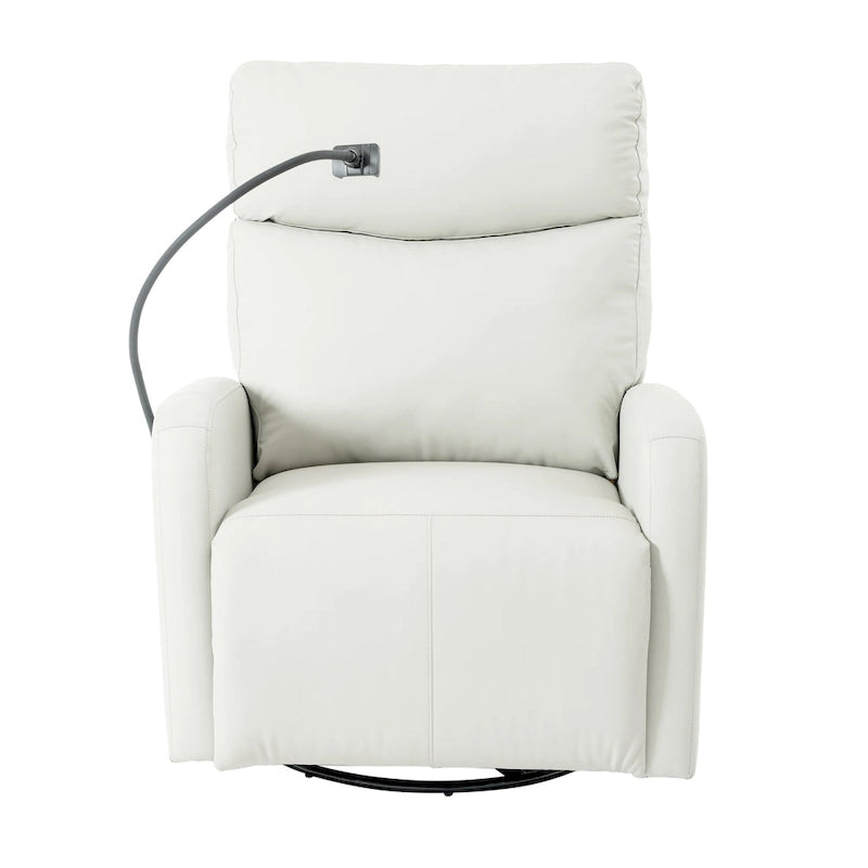 Grey Power Recliner with Swivel, USB Ports & Adjustable Footrest