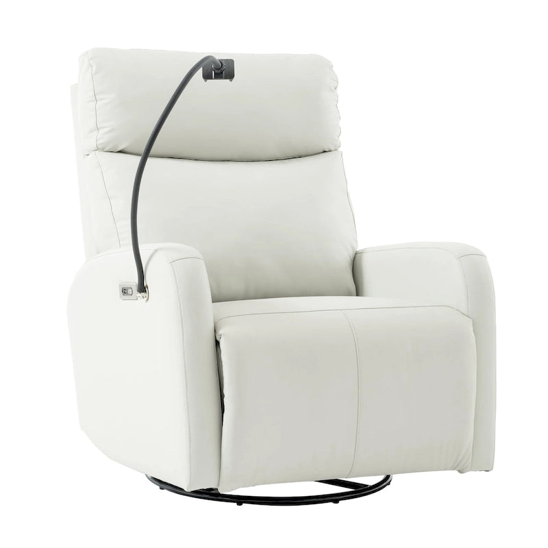 Grey Power Recliner with Swivel, USB Ports & Adjustable Footrest