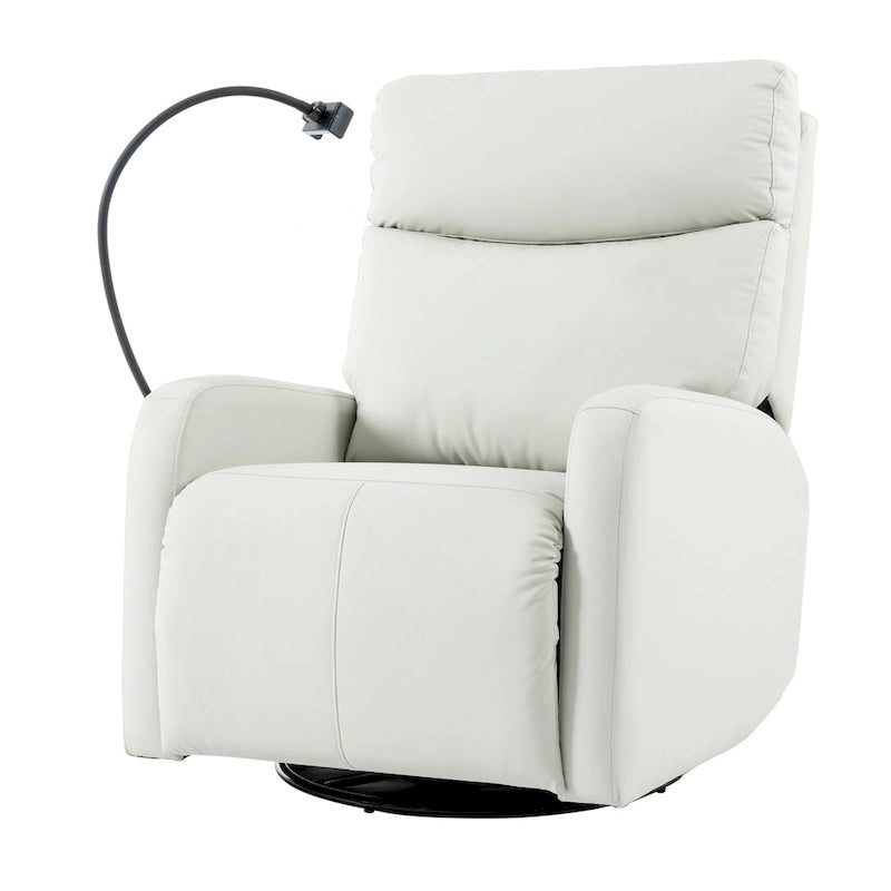 Grey Power Recliner with Swivel, USB Ports & Adjustable Footrest