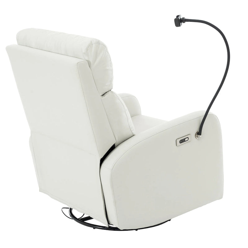 Grey Power Recliner with Swivel, USB Ports & Adjustable Footrest