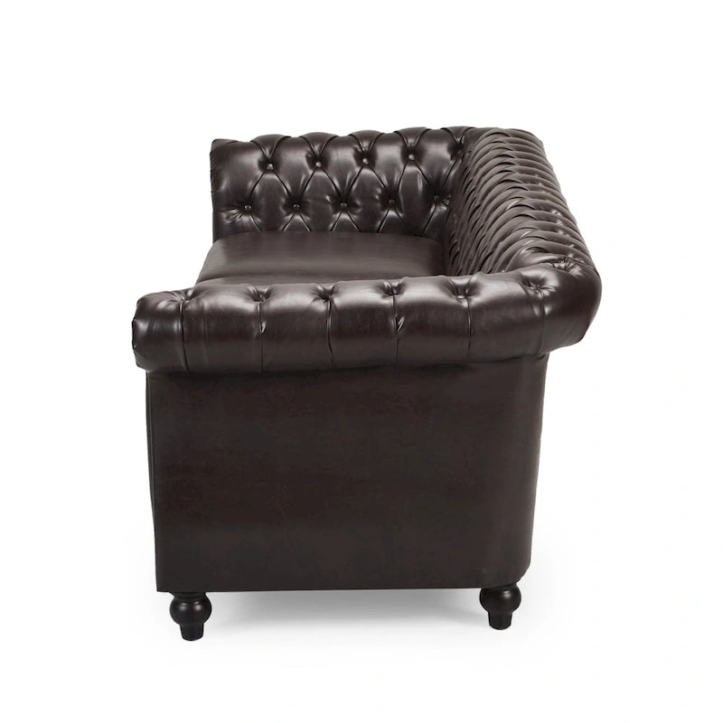 Button Tufted 3-seater Sofa with Nailheads