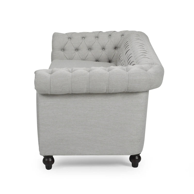 Button Tufted 3-seater Sofa with Nailheads