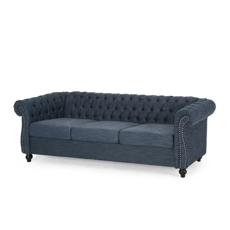 Button Tufted 3-seater Sofa with Nailheads
