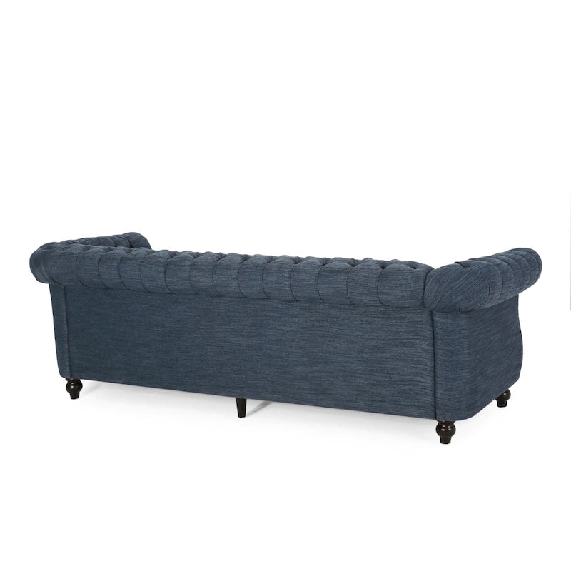 Button Tufted 3-seater Sofa with Nailheads