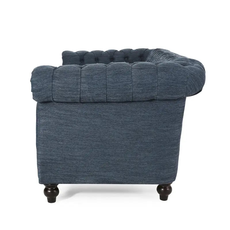 Button Tufted 3-seater Sofa with Nailheads