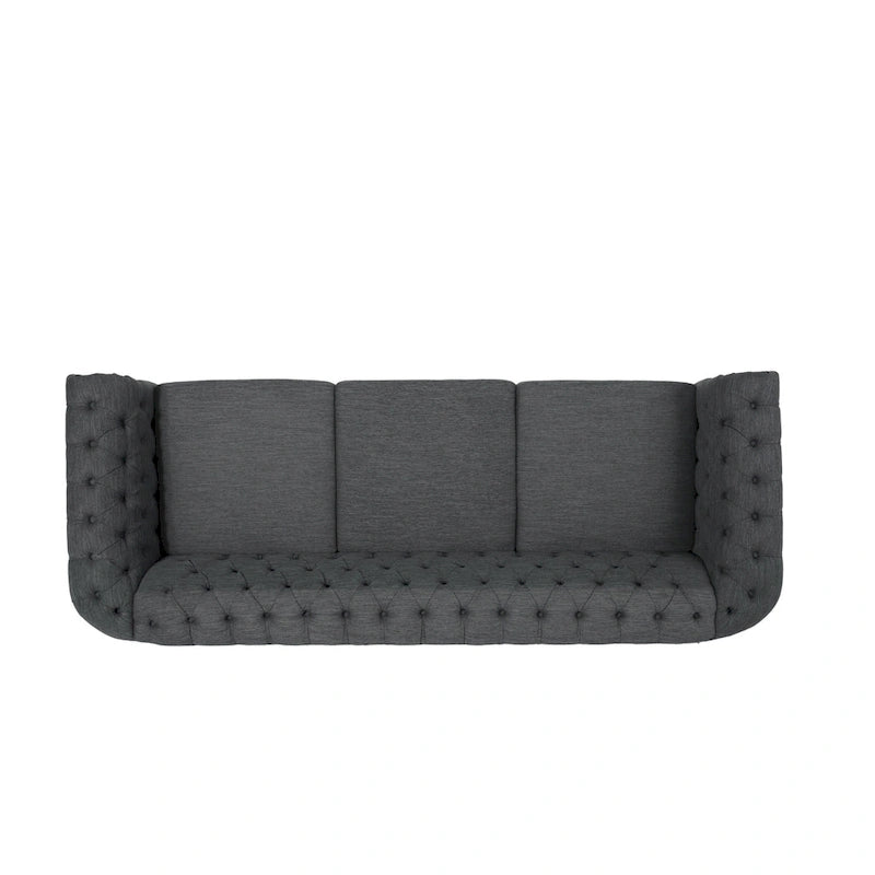 Button Tufted 3-seater Sofa with Nailheads