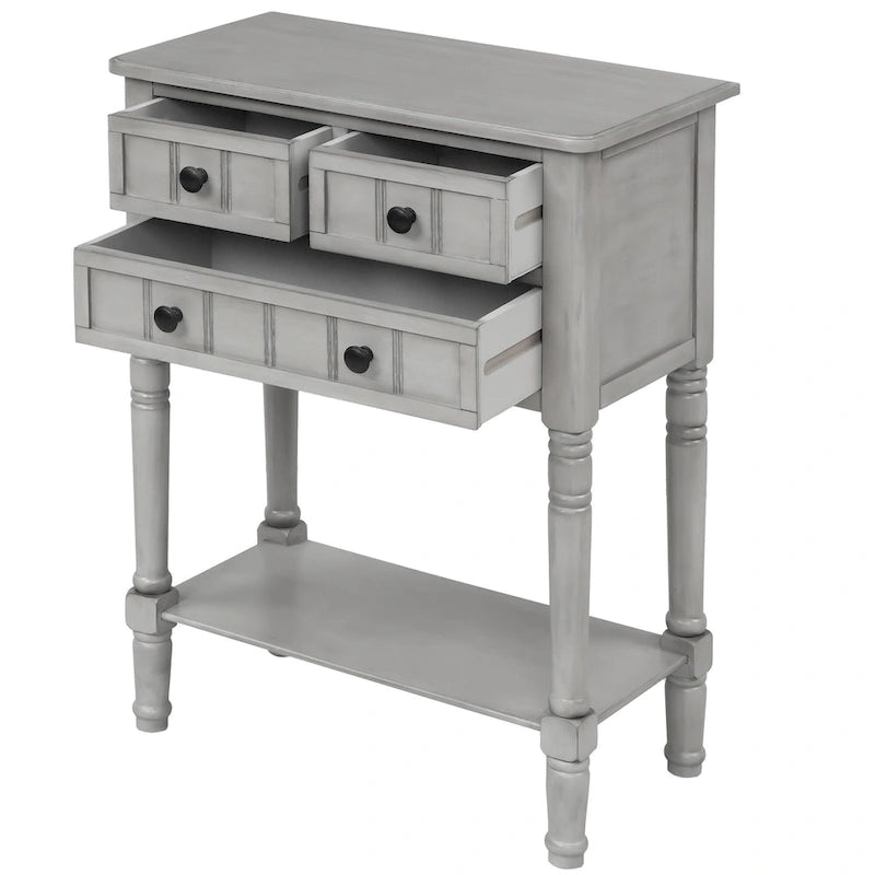 Wooden Console Table, Sofa Table with Storage Drawers and Shelf