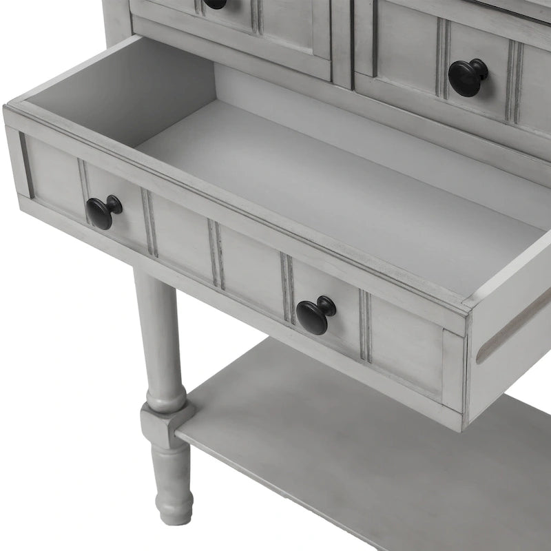 Wooden Console Table, Sofa Table with Storage Drawers and Shelf