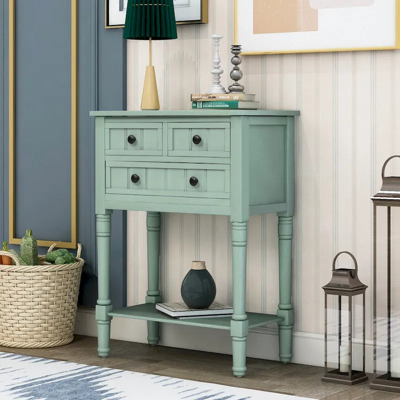 Wooden Console Table, Sofa Table with Storage Drawers and Shelf