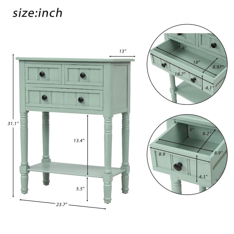 Wooden Console Table, Sofa Table with Storage Drawers and Shelf