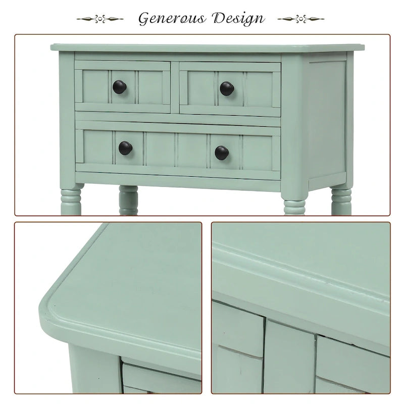 Wooden Console Table, Sofa Table with Storage Drawers and Shelf
