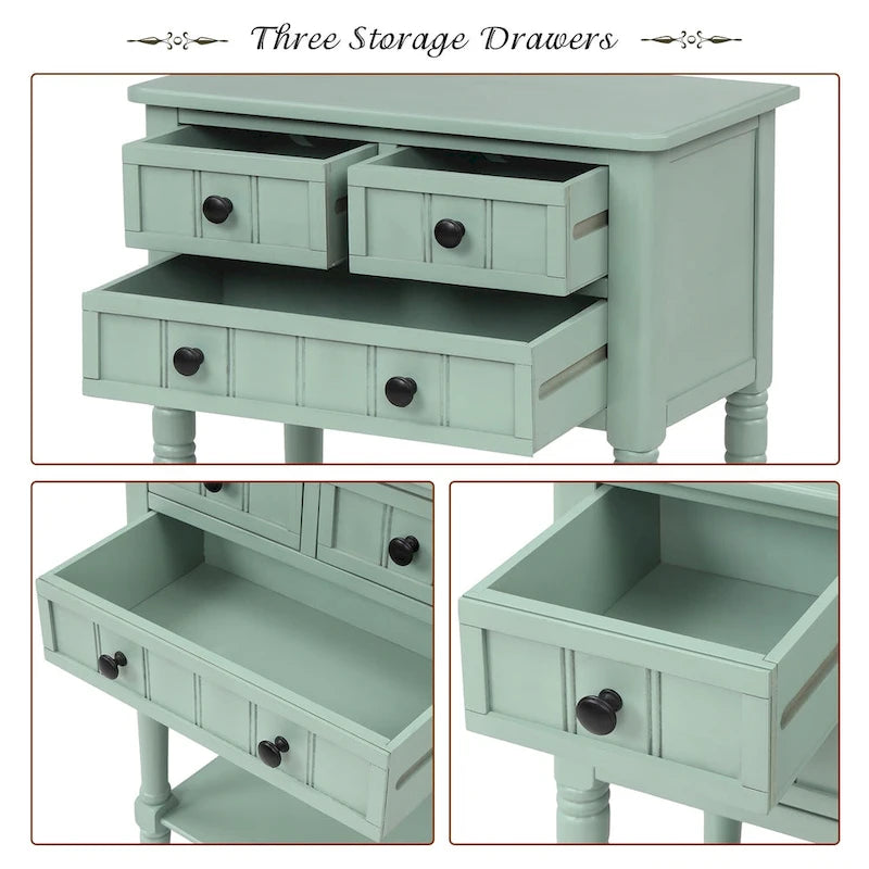 Wooden Console Table, Sofa Table with Storage Drawers and Shelf