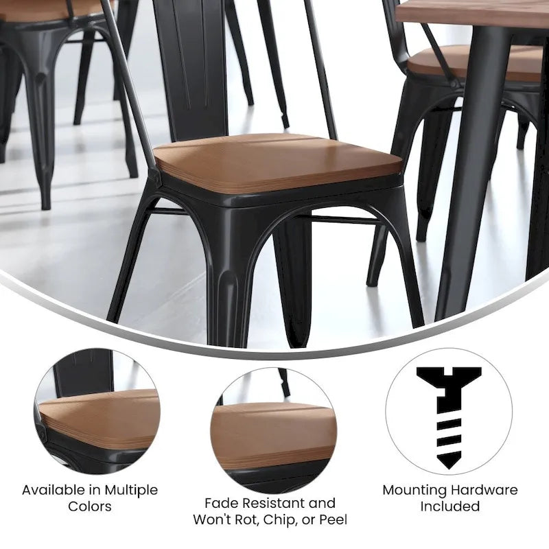 All-Weather Polyresin Seat for Colorful Metal Stools and Chairs-4 Pack