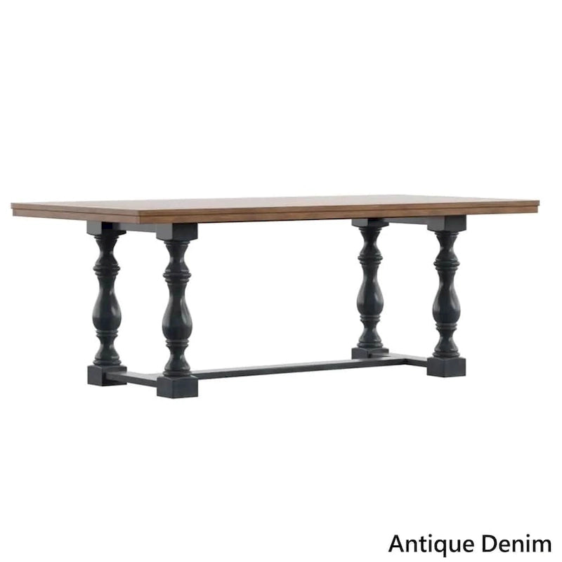 78-Inch Oak Dining Table with Turned Leg Trestle Base