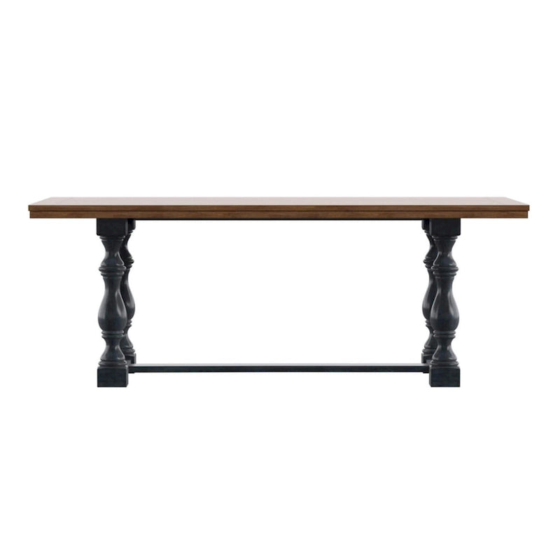 78-Inch Oak Dining Table with Turned Leg Trestle Base