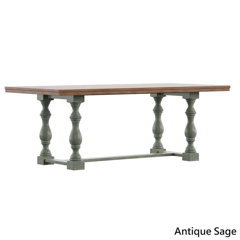 78-Inch Oak Dining Table with Turned Leg Trestle Base