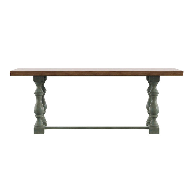 78-Inch Oak Dining Table with Turned Leg Trestle Base