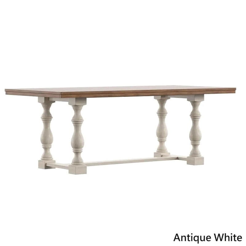78-Inch Oak Dining Table with Turned Leg Trestle Base