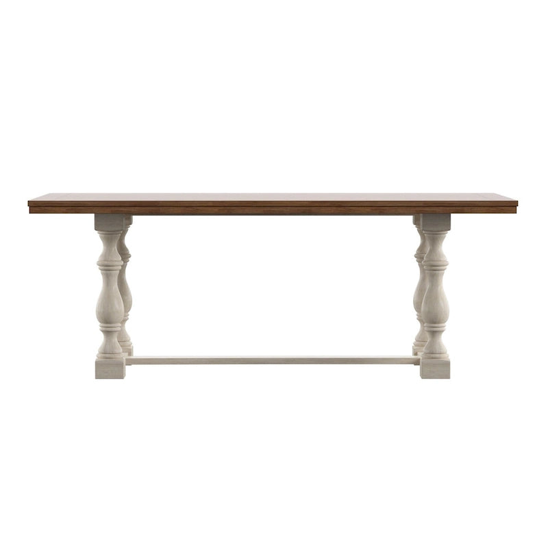 78-Inch Oak Dining Table with Turned Leg Trestle Base