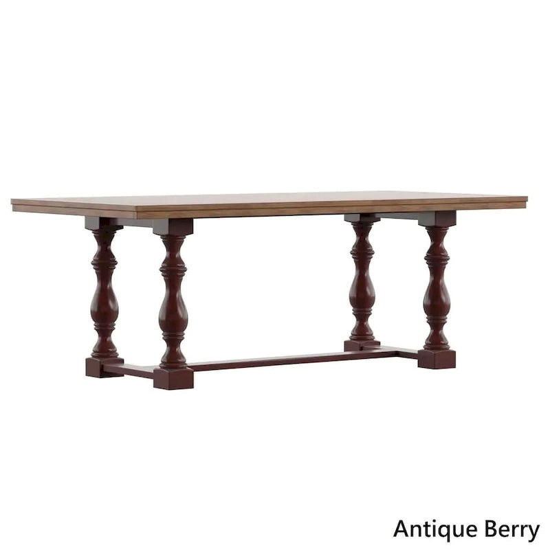 78-Inch Oak Dining Table with Turned Leg Trestle Base