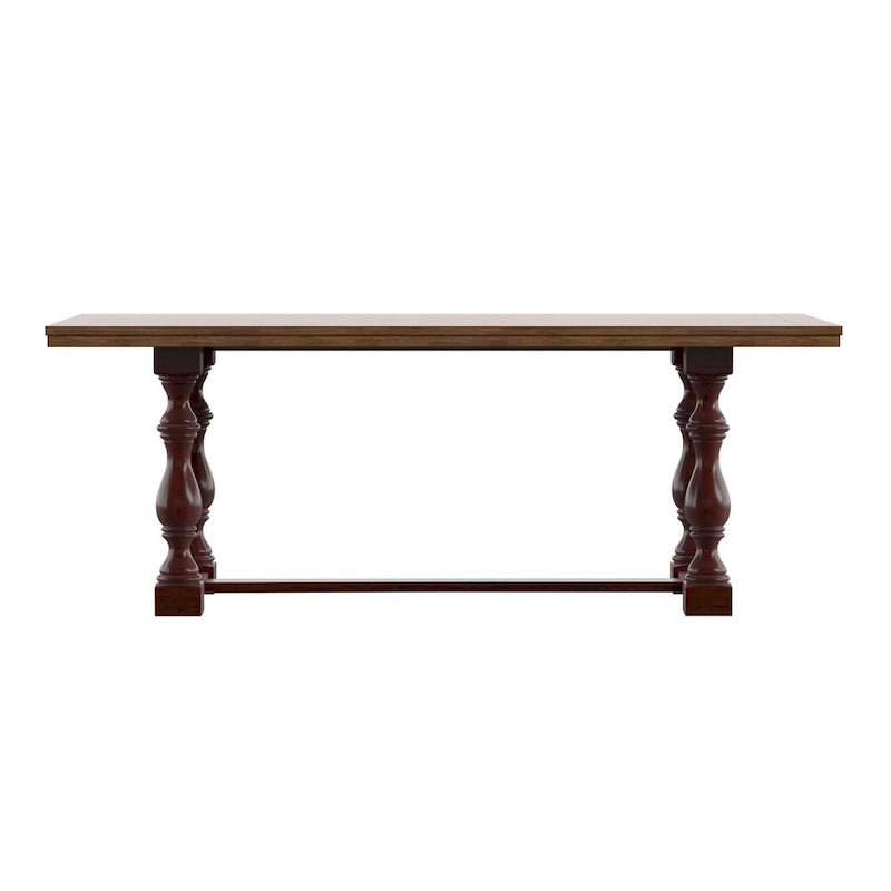 78-Inch Oak Dining Table with Turned Leg Trestle Base
