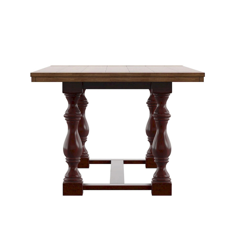 78-Inch Oak Dining Table with Turned Leg Trestle Base