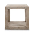 Peking Grand Framed Square Side Table, 22 Inch Tall, Weathered White Wash Finish