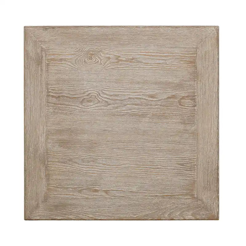 Peking Grand Framed Square Side Table, 22 Inch Tall, Weathered White Wash Finish