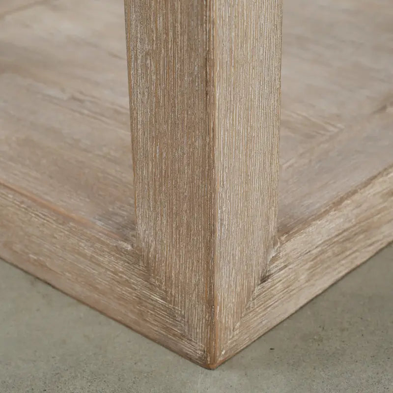 Peking Grand Framed Square Side Table, 22 Inch Tall, Weathered White Wash Finish