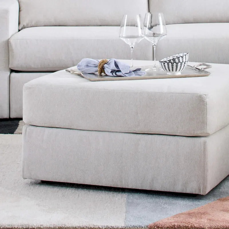 Flexsteel Fabric Ottoman in Light Tan