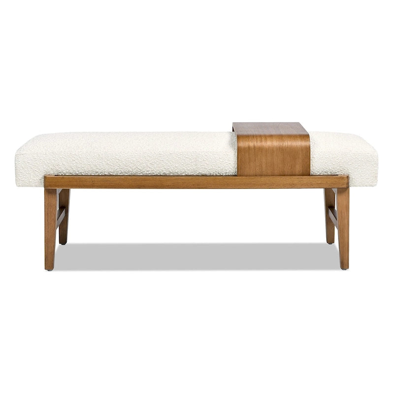 52" Boucle Faux Sherpa Modern Telephone Bench with Sliding Shelf