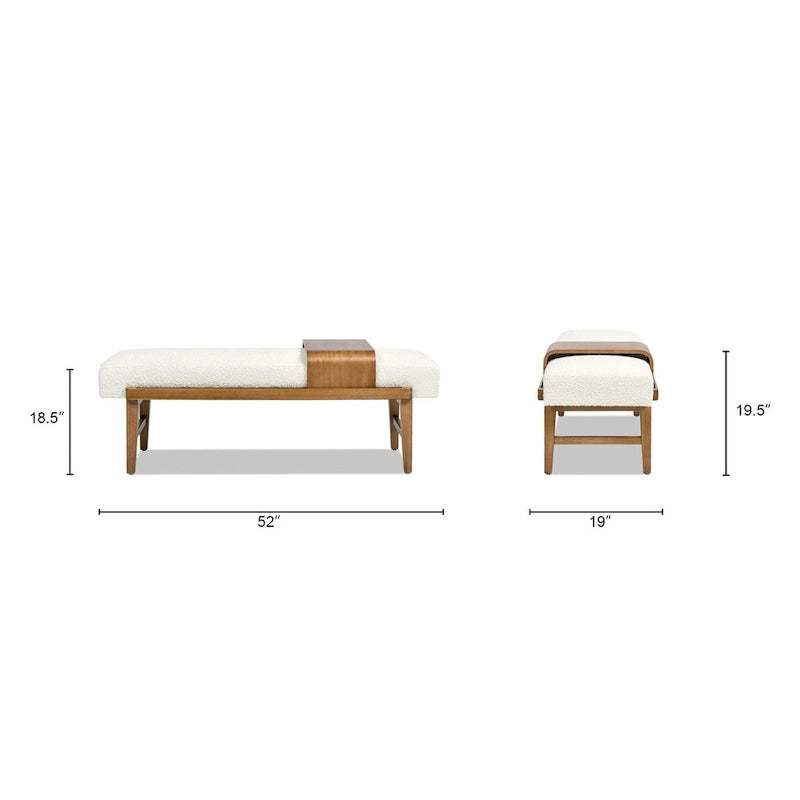 52" Sherpa Modern Telephone Bench with Sliding Shelf