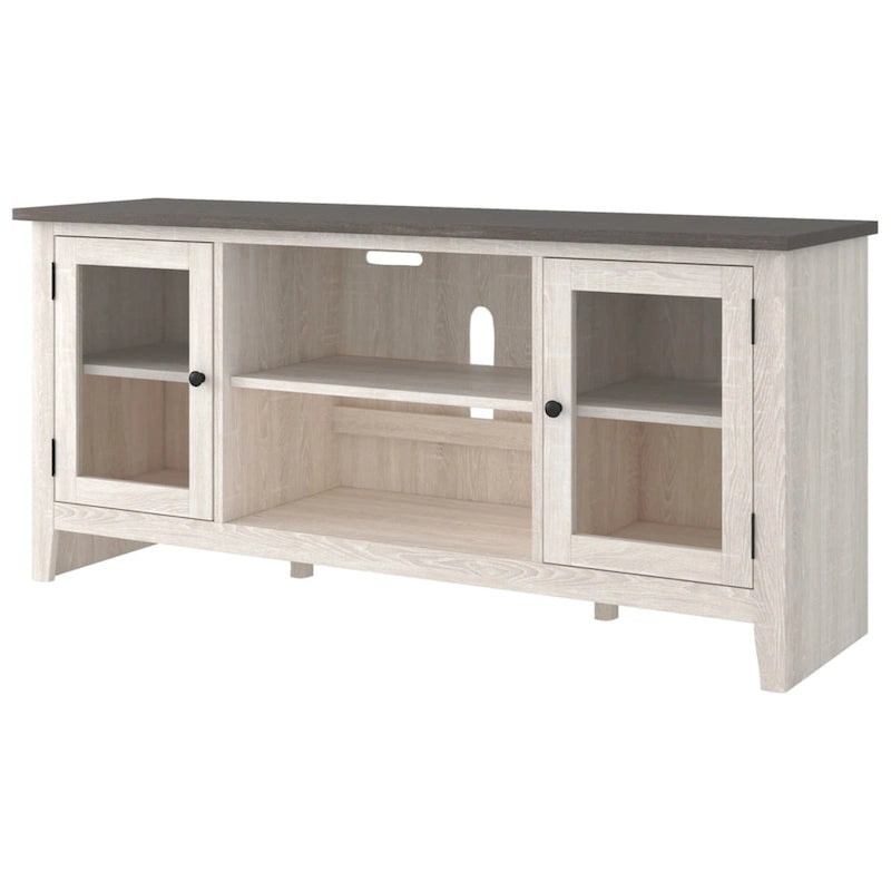 Casual Large TV Stand with Fireplace Option, White/Brown