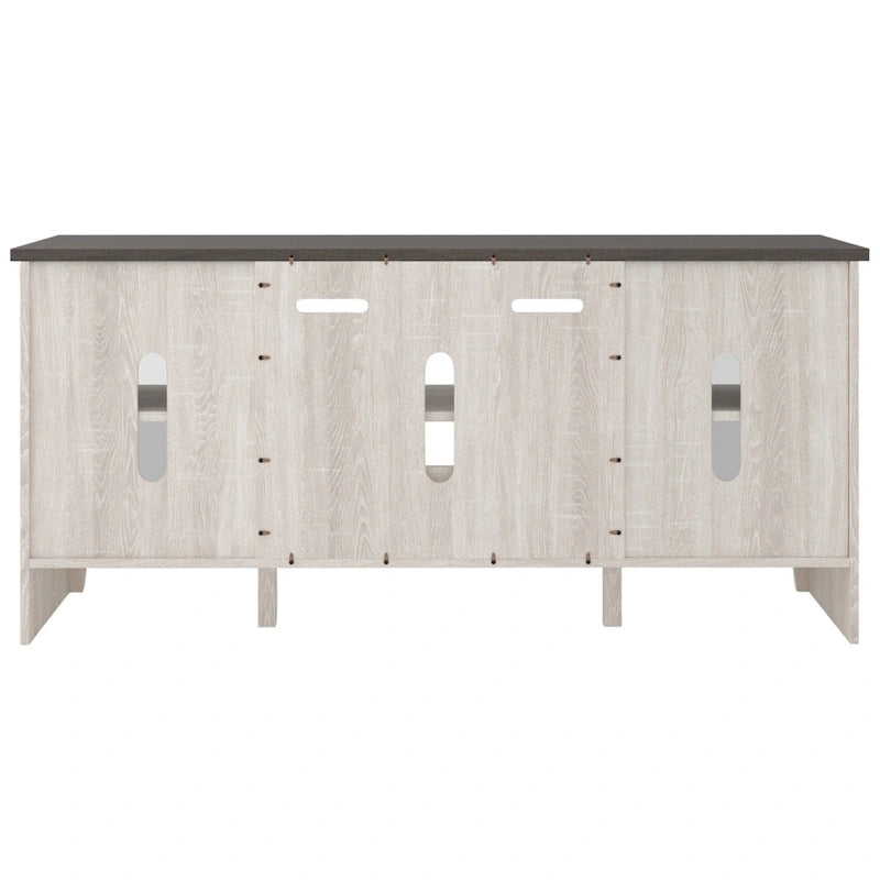 Casual Large TV Stand with Fireplace Option, White/Brown