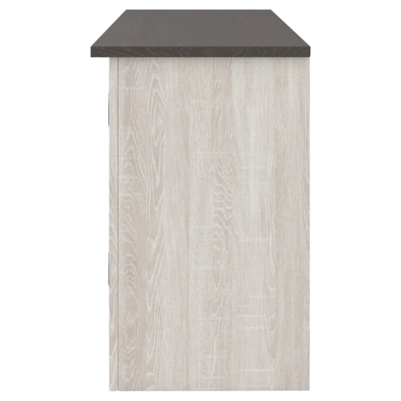 Casual Large TV Stand with Fireplace Option, White/Brown